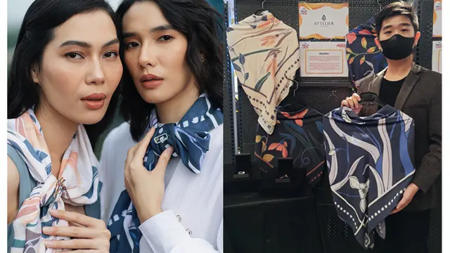 Attelier membuat scarft atau syal dari serat viscose-rayon