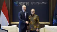 Menteri Perdagangan RI, Zulkifli Hasan bersama Mantan Perdana Menteri Inggris, Sir Tony Blair di Kantor Kementerian Perdagangan, Jakarta, Jumat, 21 Juli 2023.