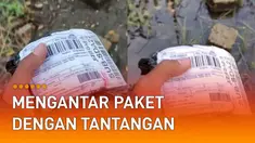 momen kocak dan menantang dialami oleh seorang kurir pengantar paket ketika sedang mengantar barang.