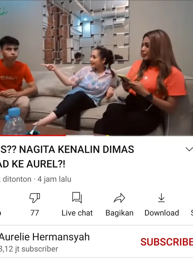 Dimas Ahmad, Nagita Slavina, dan Aurel Hermansyah. (Foto: YouTube Aurel Hermansyah)