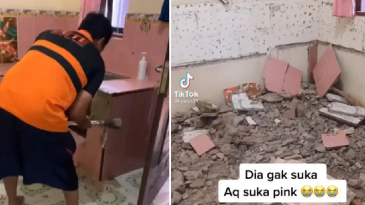Tak Suka Istri Terobsesi Warna Pink, Pria Ini Bongkar Tembok Rumah