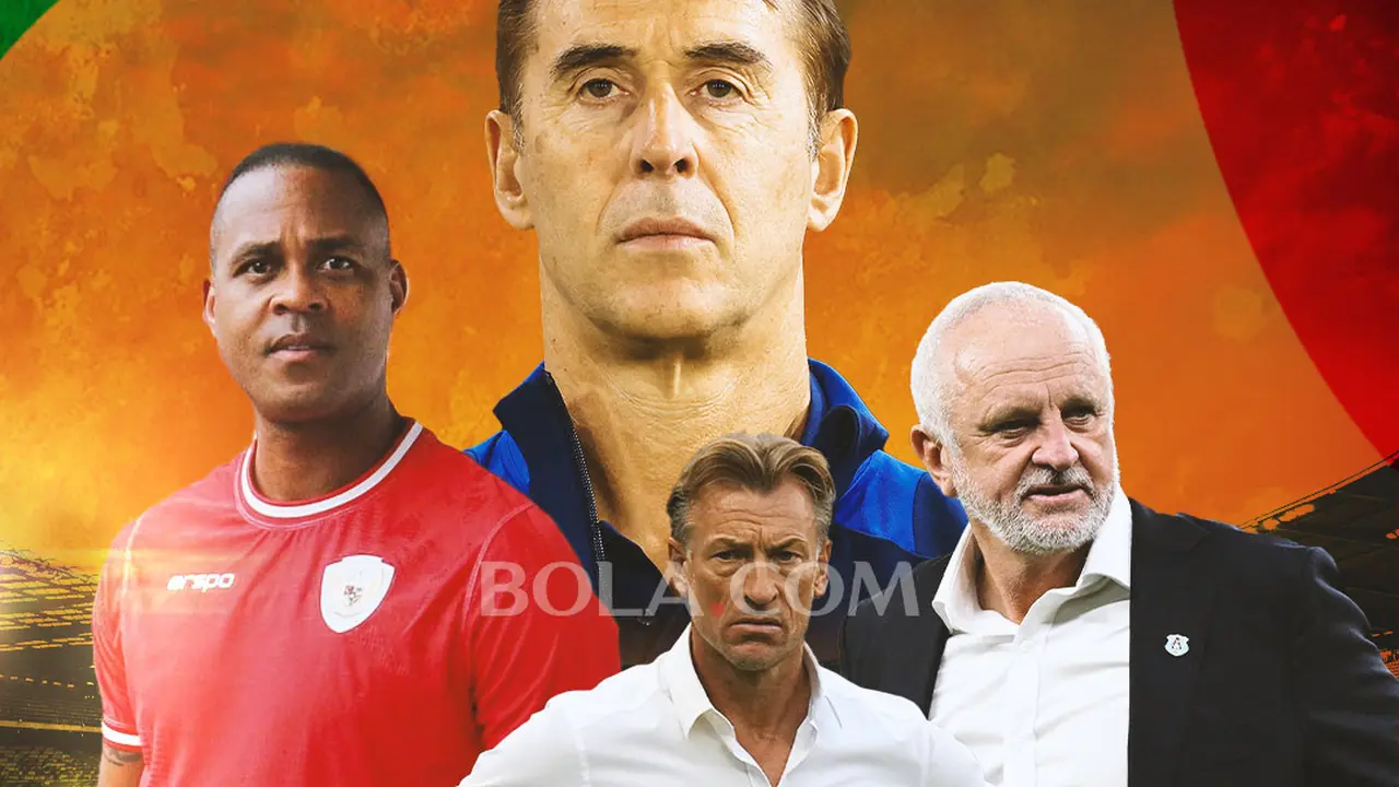 Ilustrasi - Patrick Kluivert, Graham Arnold, Julen Lopetegui, Herve Renard