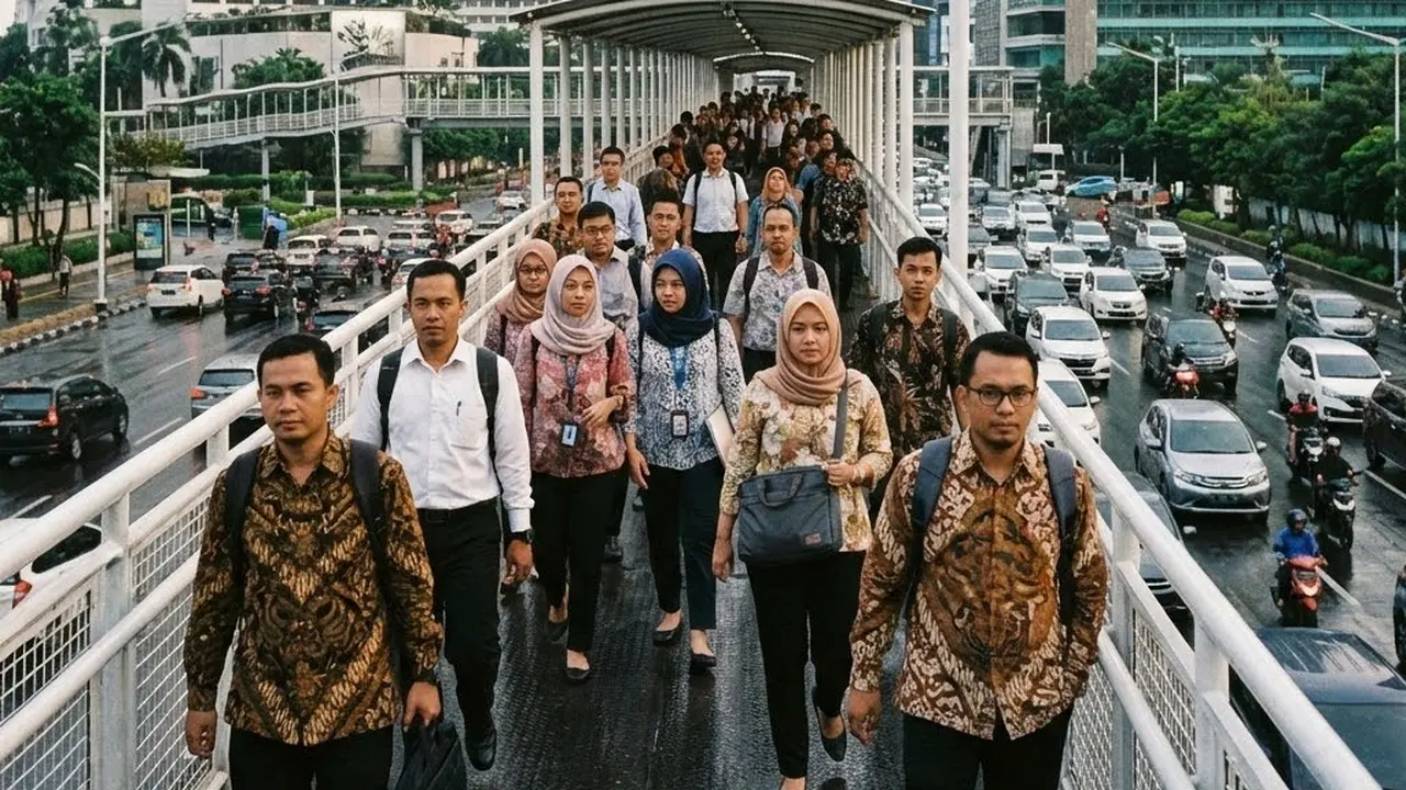 Kelas menengah pulang kerja di ibu kota (Gemini AI)