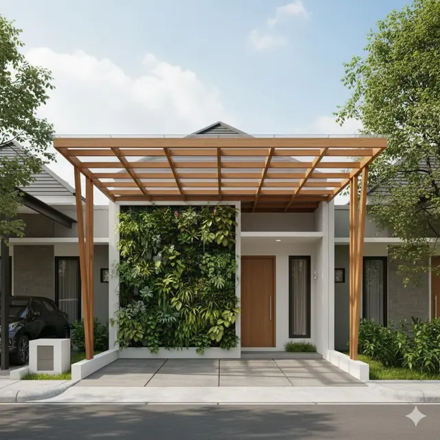 Rumah 6x12 dengan Kanopi Kayu (Foto: Gemini AI)
