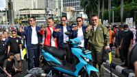 Menteri Perhubungan (Menhub) Budi Karya Sumadi dalam Electric Vehicle-Funday yang diselenggarakan Kementerian Perhubungan di Bundaran Hotel Indonesia, Jakarta, Minggu (20/11/2022). (Dok Kemenhub)
