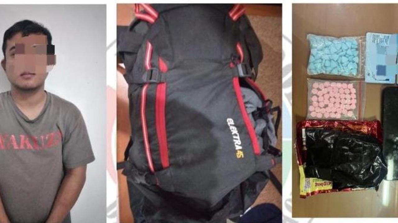 Pelaku pengirim ekstasin dan barang bukti ratusan butir ekstasi (Istimewa)