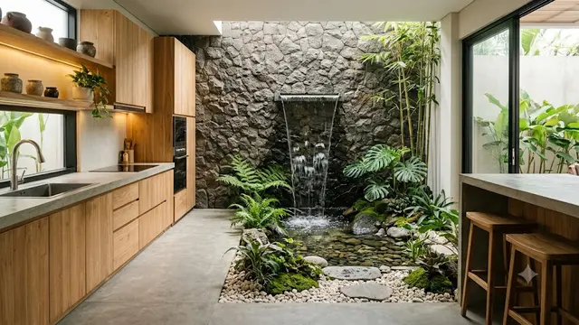 Inspirasi Dapur dengan Taman Zen Minimalis