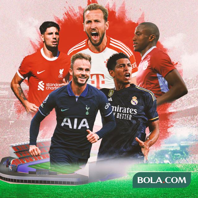 Ilustrasi - Harry Kane, Jude Bellingham, James Maddison, Dominik Szoboszlai, Moussa Diaby