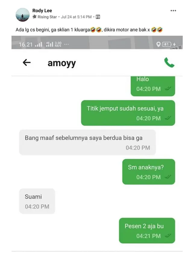 6 Chat Penumpang Ojek Online Tawar Tarif Ini Bikin Geleng Kepala