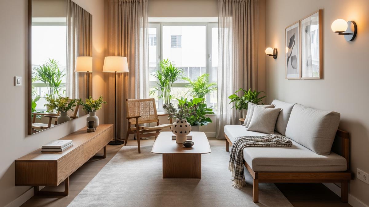 Trik Menata Ruang Tamu Sempit dengan Cermin dan Pencahayaan agar Terlihat Luas dan Elegan