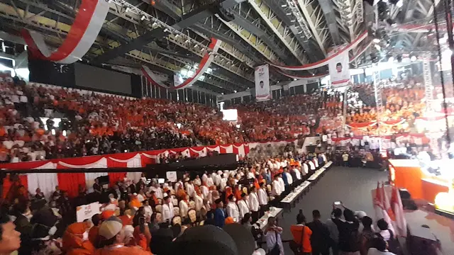 Puncak Milad ke-21 PKS yang diselenggarakan di Istora Senayan, Jakarta Pusat, Sabtu (20/5/2023) (Liputan6.com/Ady Anugrahadi)
