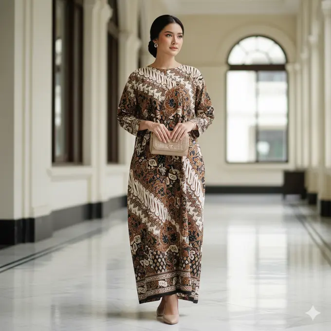 7 Inspirasi Gamis Batik Motif Parang untuk Seragam Organisasi Wanita Resmi, Tampilan Elegan dan Berwibawa