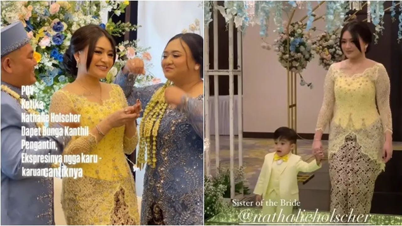 6 Potret Nathalie Holscher di Pernikahan Sang Adik, Memukau Pakai Kebaya Kuning