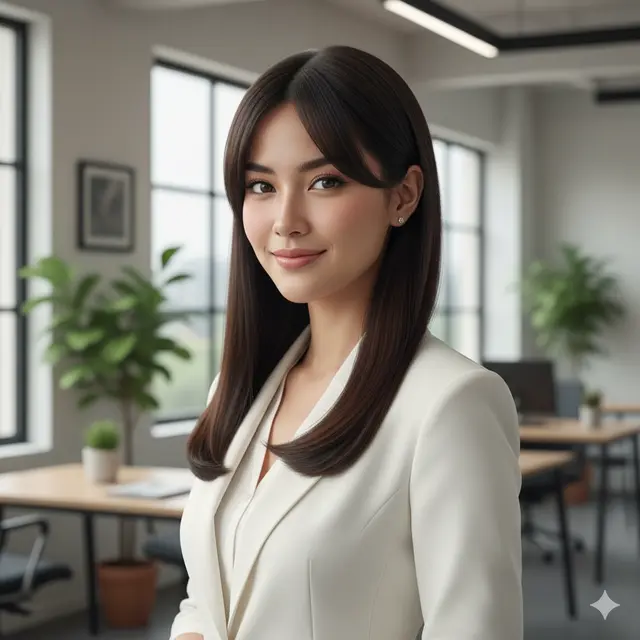 Model Rambut Wanita Panjang Lurus Poni Samping