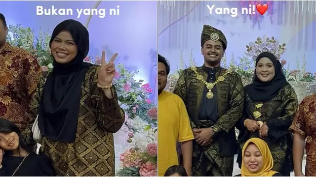 Momen Kocak Tamu Wanita Pakai Baju Kembaran dengan Pengantin Pria, Jadi Malu
