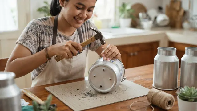 Pot Gantung dari Kaleng Susu Bekas