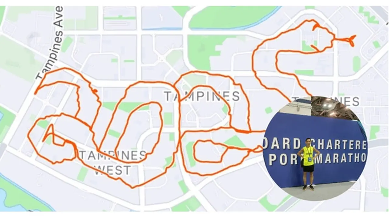 Pria Ini Berlari 21,15 Km Menulis "2025" Membentuk Ular, Bikin Netizen Bingung