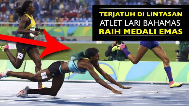 Video Shaunae Miller atlet lari asal Bahamas raih medali emas di lari 400 meter karena aksinya yang jatuhkan diri di garis finis.