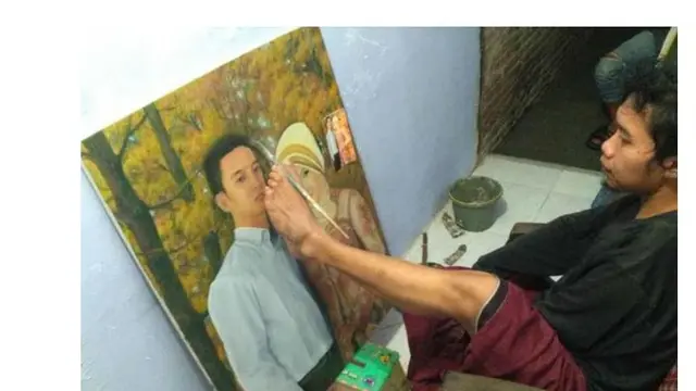 Lukman Hakim merupakan penyandang disabilitas yang jago melukis.