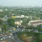 Lalu lintas di Jalan Asia Afrika, Jakarta seputar Stadion GBK jelang konser band rock Bon Jovi (Liputan6.com)
