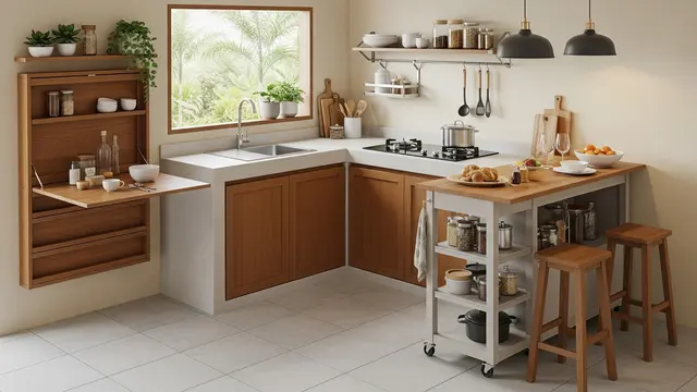 Ide Tata Letak Kitchen Set L-Shape untuk Dapur Kecil/ Ilustrasi AI