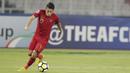 Penyerang Indonesia, Egy Maulana Vikri, saat melawan Chinese Taipei pada laga AFC U-19 di SUGBK, Jakarta, Kamis (18/10/2018). Indonesia menang 3-1 atas Chinese Taipei. (Bola.com/M Iqbal Ichsan)