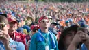 Anggota Pramuka saat mendengar pidato Presiden AS Donald Trump dalam Jambore Nasional 2017 di Summit Bechtel National Scout Reserve, Virginia Barat, AS, (24/7). Jambore Nasional Pramuka ini dihelat pada 17 hingga 28 Juli 2017. (AFP Photo/Saul Loeb)