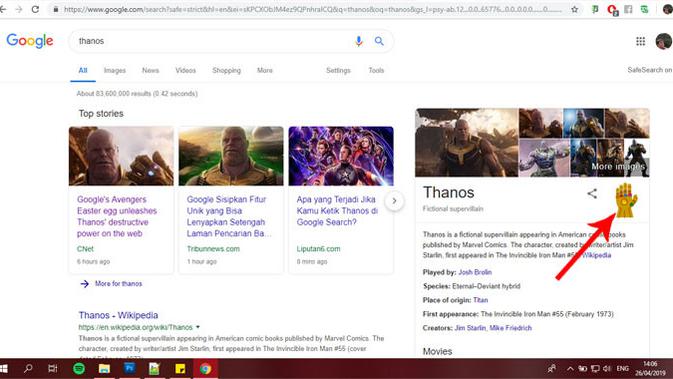 Klik ikon Infinity Gauntlet di Google Search. (Doc: Google)