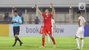 Gol Jen Raven pada masa tambahan waktu babak pertama atau menit ke-45+1 membuka keunggulan timnas Indonesia U-20 (Liputan6.com/Angga Yuniar)