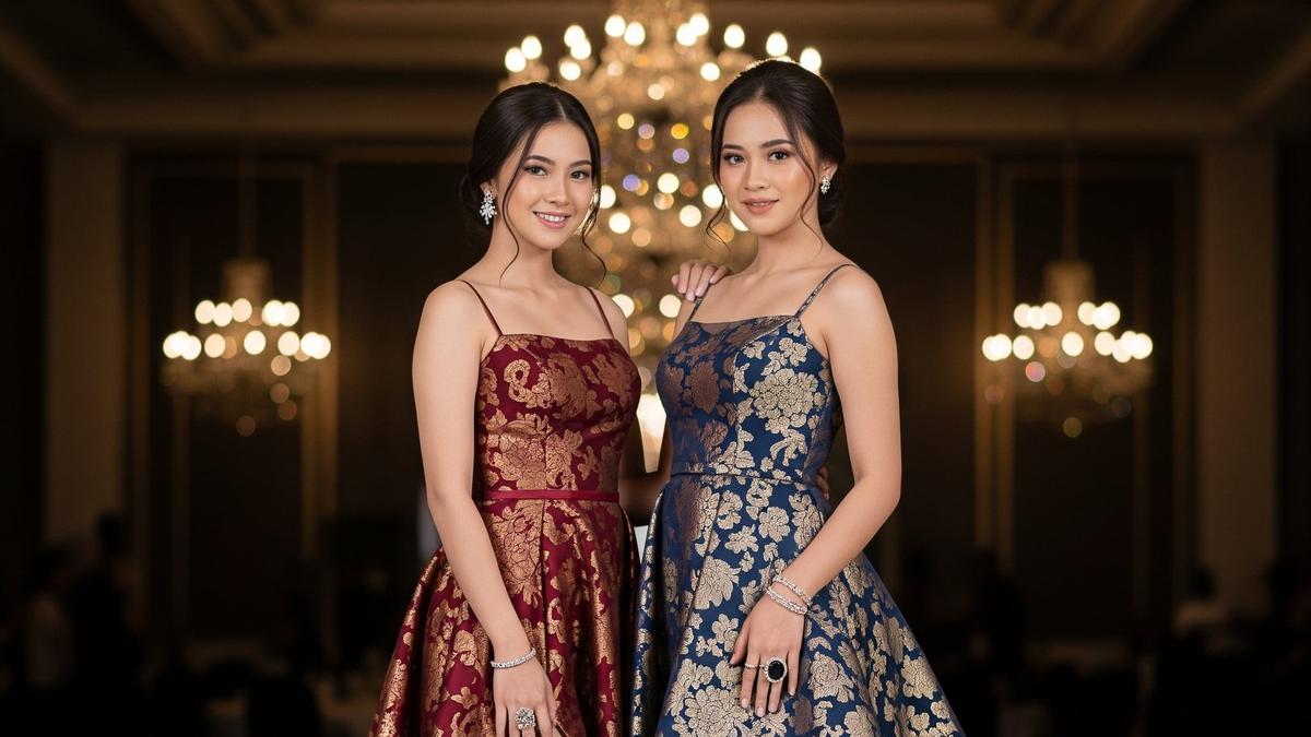 10 Inspirasi Gaun Brokat Formal Mewah Model A-Line, Tampil Elegan &amp; Berkelas di Setiap Acara