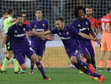  AS Roma menyerah 0-1 dari Fiorentina pada lanjutan Serie A di Artemio Franchi, Firenze, Senin (19/9/2016) dini hari WIB. Gol kemenangan Fiorentina dicetak Milan Badelj. (AFP/Andreas Solaro)