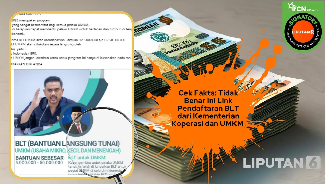 Tangkapan layar klaim link pendaftaran BLT UMKM dari Kementerian Koperasi dan UMKM