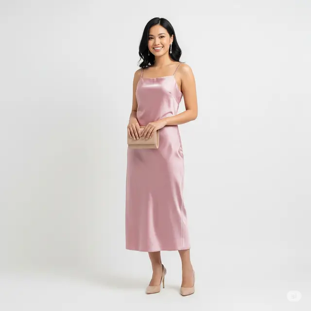 Inspirasi Baju Pesta Satin Slip Dress Pastel yang Memukau.