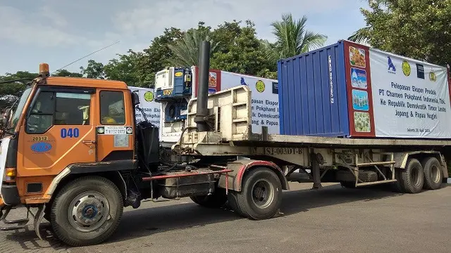 PT Charoen Pokphand Indonesia Tbk melepas ekspor perdana ke dua negara, yakni ke Timor Leste dan Jepang (Dok Foto: Merdeka.com/Wilfridus Setu Embu)