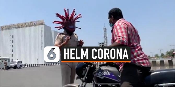 VIDEO: Polisi India Pakai Helm Corona Saat Atur Lalu Lintas