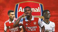 Arsenal - Gabriel Martinelli, Gabriel Jesus, Bukayo Saka (Bola.com/Adreanus Titus)