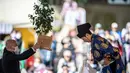 Alasan utama diadakannya acara di Kuil Yasukuni adalah agar pesumo dapat berdoa untuk kemenangan. (AFP/Philip Fong)