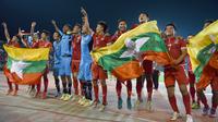 Timnas Myanmar berada satu peringkat dibawah Indonesia yakni ke-25 dengan koleksi 14.753 poin dalam daftar rangking yang dikeluarkan AFC. (AFP/Romeo Gacad)