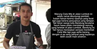 Wajahnya lebih cocok jadi pemain sinetron, tak heran jika si aa penjual mie ayam ini bikin geger kota Bandung.