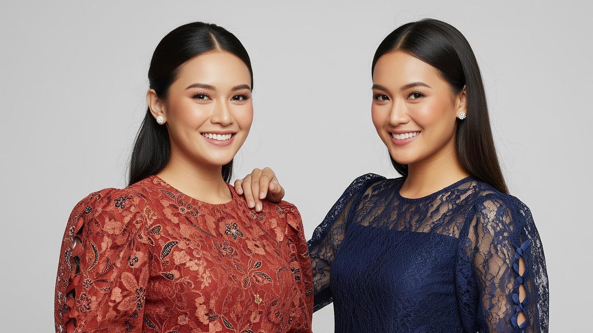 8 Model Batik Long Dress Kombinasi Brokat Lengan Puff untuk Tampilan Anggun