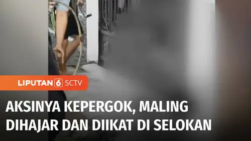 VIDEO: Kepergok Warga, Pencuri di Palembang Babak Belur hingga Diikat di Selokan