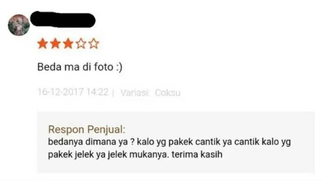 8 Balasan Penjual di Kolom Ulasan Toko Online Ini Bikin Tepuk Jidat
