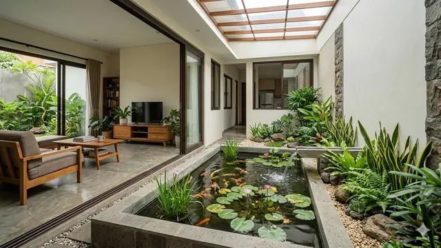 Rumah 1 Lantai dengan Taman Dalam Rumah