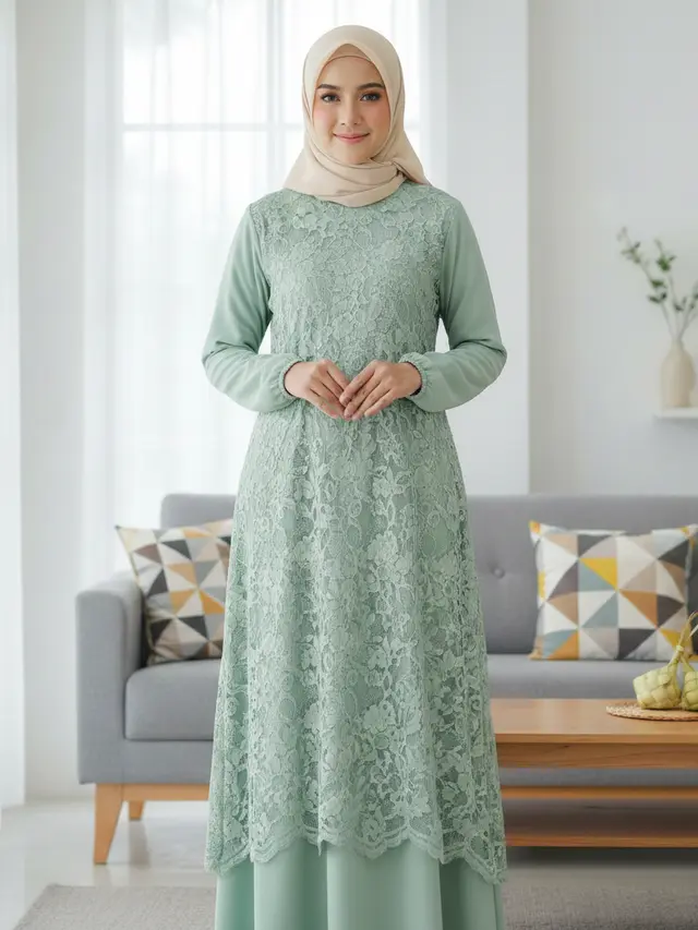 Model Gamis Bini Orang Tren Lebaran 2026 (Foto: Gemini AI)