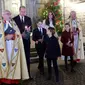 Pangeran Louis untuk pertama kalinya ikut serta dengan keluarga dalam konser Natal di Westminster Abbey di London pada 8 Desember 2023. (Dok: AFP)