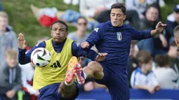 Italia lolos ke Euro 2024 setelah menjadi runner-up Grup C pada babak kualifikasi. (Bernd Thissen/dpa via AP)