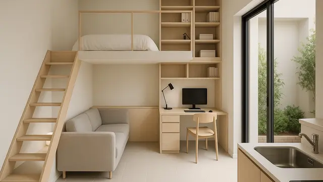 Inspirasi Rumah 4×3 Minimalis Mezzanine Hemat Biaya di 2025/Ilustrasi gambar AI