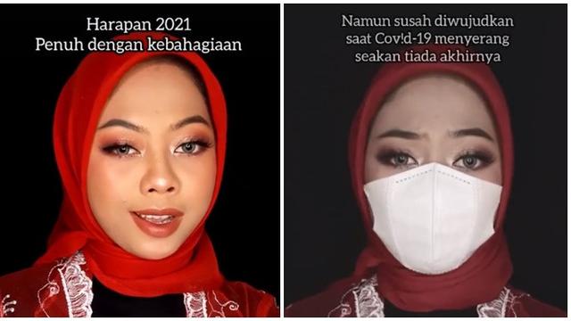 Viral Wanita Ini Lukis Wajah Tentang Indonesia di Awal Tahun 2021, Bikin Pilu