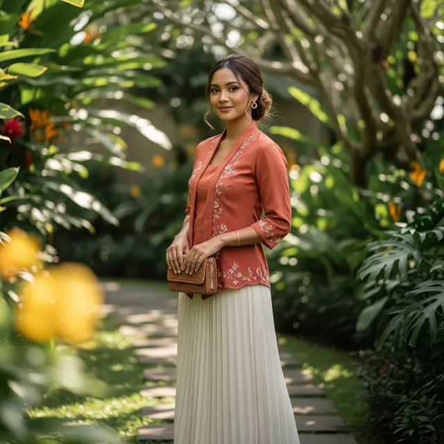 Panduan Memilih Warna Kebaya Rok Plisket yang Paling Cocok untuk Kulit Sawo Matang (Image by Gemini AI)