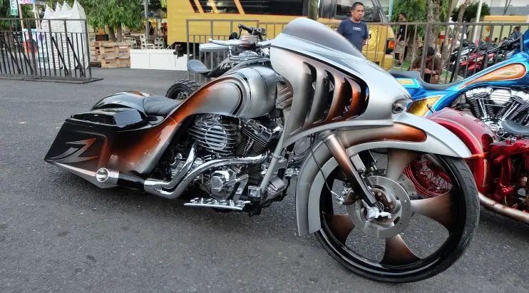 Harley-Davidson kustom dengan tampilan nyeleneh. (Septian/Liputan6.com)